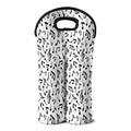 White And Black Music Note Pattern Print Double Neoprene Wine Tote