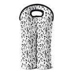 White And Black Music Note Pattern Print Double Neoprene Wine Tote