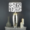 White And Black Music Note Pattern Print Drum Lamp Shade