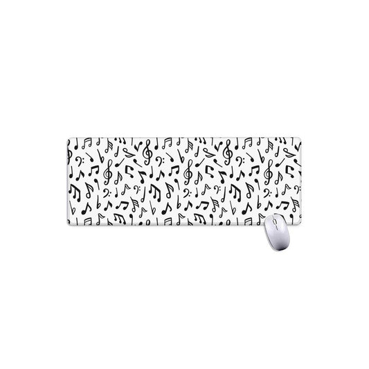 White And Black Music Note Pattern Print Extended Mouse Pad
