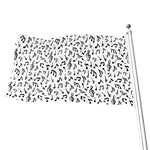 White And Black Music Note Pattern Print Flag