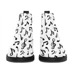 White And Black Music Note Pattern Print Flat Ankle Boots