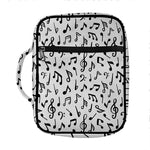 White And Black Music Note Pattern Print Front Pocket Bible Bag