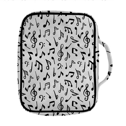 White And Black Music Note Pattern Print Front Pocket Bible Bag
