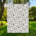 White And Black Music Note Pattern Print Garden Flag