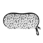 White And Black Music Note Pattern Print Glasses Case