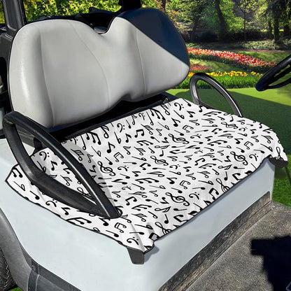 White And Black Music Note Pattern Print Golf Cart Seat Cover