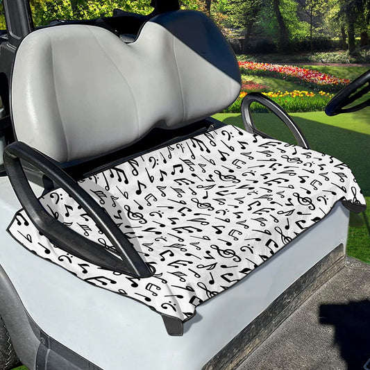 White And Black Music Note Pattern Print Golf Cart Seat Cover