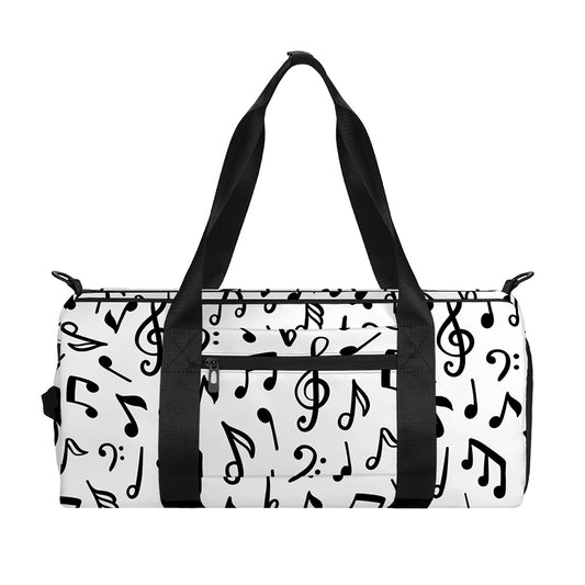 White And Black Music Note Pattern Print Gym Bag