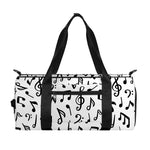 White And Black Music Note Pattern Print Gym Bag