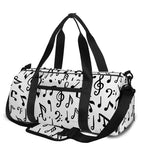 White And Black Music Note Pattern Print Gym Bag