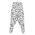 White And Black Music Note Pattern Print Hammer Pants