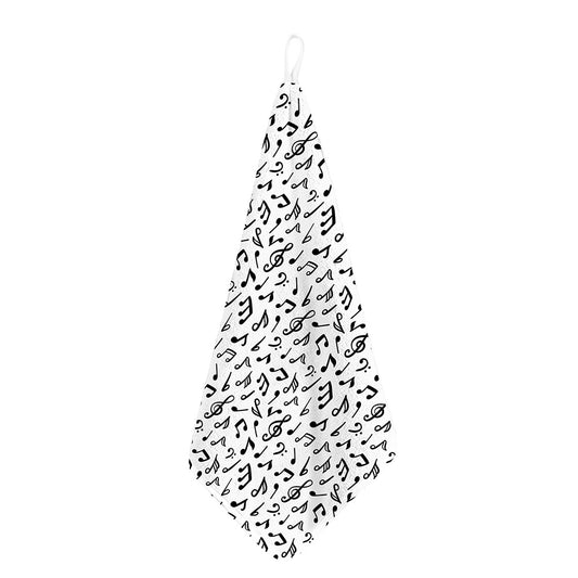 White And Black Music Note Pattern Print Hand Towel