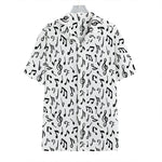 White And Black Music Note Pattern Print Hawaiian Shirt
