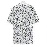 White And Black Music Note Pattern Print Hawaiian Shirt