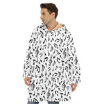 White And Black Music Note Pattern Print Hoodie Blanket