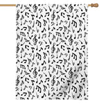 White And Black Music Note Pattern Print House Flag