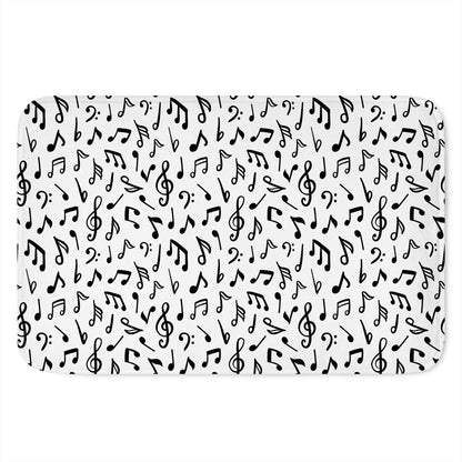 White And Black Music Note Pattern Print Indoor Door Mat