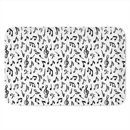 White And Black Music Note Pattern Print Indoor Door Mat