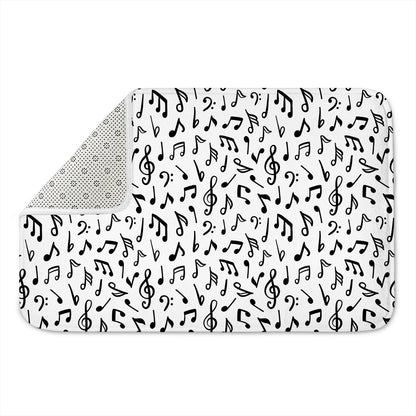 White And Black Music Note Pattern Print Indoor Door Mat