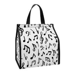 White And Black Music Note Pattern Print Insulated Lunch Tote