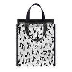 White And Black Music Note Pattern Print Insulated Lunch Tote