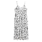 White And Black Music Note Pattern Print Jersey Midi Cami Dress