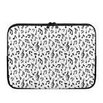 White And Black Music Note Pattern Print Laptop Sleeve