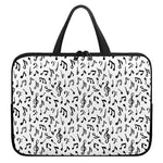 White And Black Music Note Pattern Print Laptop Sleeve With Handle