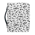 White And Black Music Note Pattern Print Leather Bible Cover