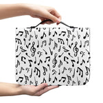 White And Black Music Note Pattern Print Leather Bible Cover