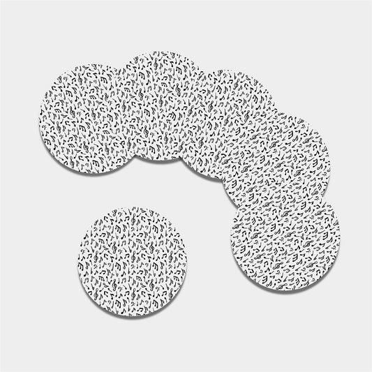 White And Black Music Note Pattern Print Leather Coaster Set