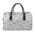 White And Black Music Note Pattern Print Leather Duffel Bag