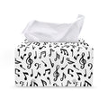 White And Black Music Note Pattern Print Leather Tissue Box Cover