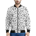 White And Black Music Note Pattern Print Men's Bomber Jacket