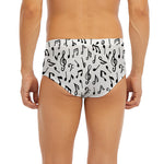 White And Black Music Note Pattern Print Men's Briefs