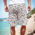 White And Black Music Note Pattern Print Men's Cargo Shorts