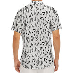 White And Black Music Note Pattern Print Men's Deep V-Neck Shirt