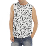 White And Black Music Note Pattern Print Men's Fitness Tank Top