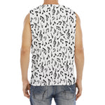 White And Black Music Note Pattern Print Men's Fitness Tank Top