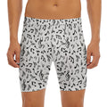 White And Black Music Note Pattern Print Men's Long Boxer Briefs