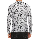 White And Black Music Note Pattern Print Men's Long Sleeve Rash Guard