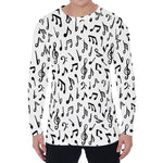 White And Black Music Note Pattern Print Men's Long Sleeve T-Shirt