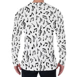 White And Black Music Note Pattern Print Men's Long Sleeve T-Shirt