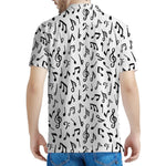 White And Black Music Note Pattern Print Men's Polo Shirt