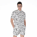 White And Black Music Note Pattern Print Men's Romper