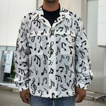White And Black Music Note Pattern Print Men's Shirt Jacket