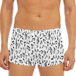 White And Black Music Note Pattern Print Men's Short Boxer Briefs