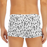 White And Black Music Note Pattern Print Men's Short Boxer Briefs
