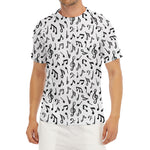 White And Black Music Note Pattern Print Men's Short Sleeve Rash Guard
